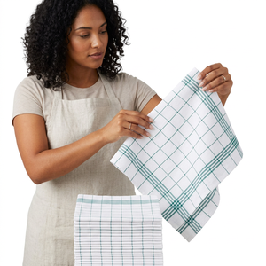 Green Checkered Kitchen <b>Towels</b> <b>White</b> Plaid Pattern Rectangular <b>Tea</b> <b>Towels</b> for Kitchen Use - Product Image 1