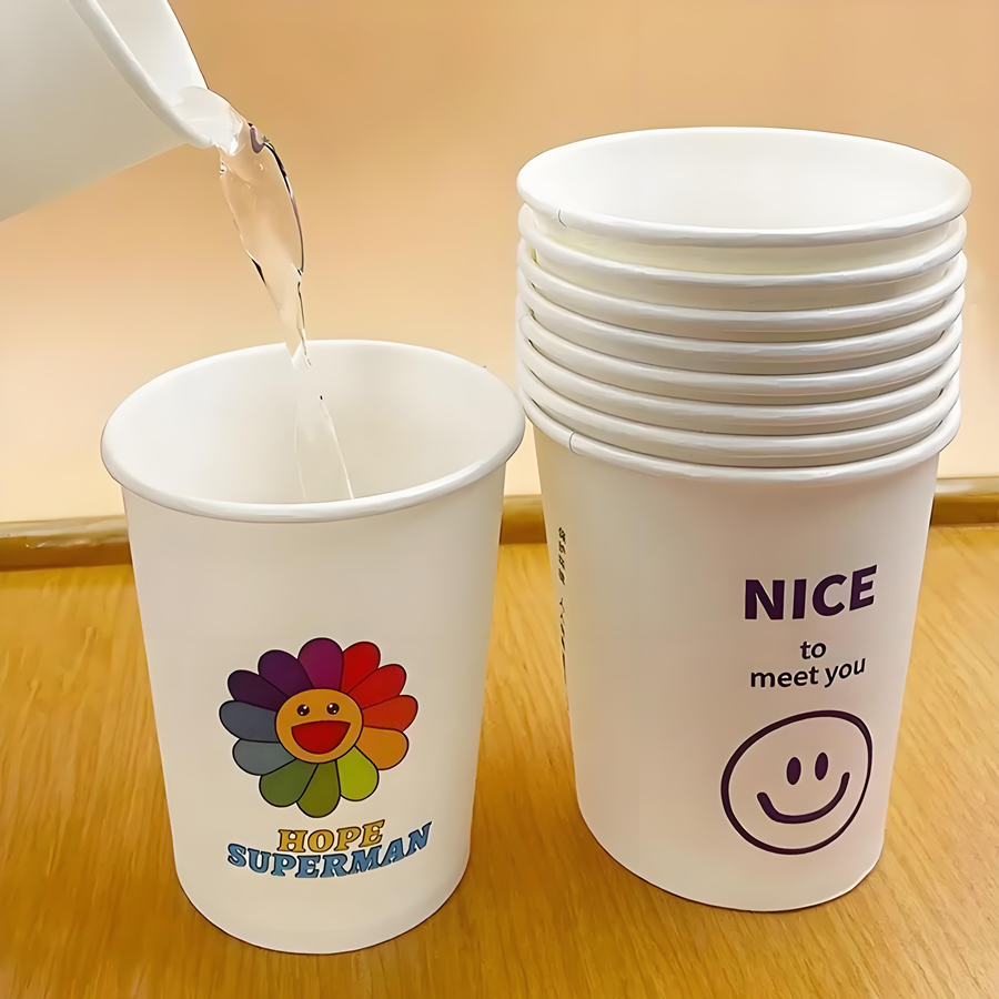 Custom Printed Single Wall Disposable Paper Coffee Cups for Hot Drink Packaging