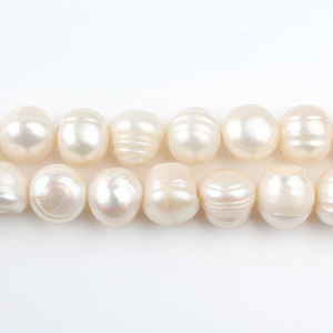 Perlas de Agua Dulce Naturales de 12-13 mm, Cuentas Redondas, Perlas Blancas, 15 Pulgadas/hebra, <span class=keywords><strong>5</strong></span> Hebras para Fabricación de Joyas, Manualidades - Product Image 2