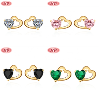 Oro Joyeria Boucles d'oreilles en or laminé 18 carats en gros pour femmes Nouveau design Malabar Minimal Boucles d'oreilles en or plaqué couleur cristal cœur