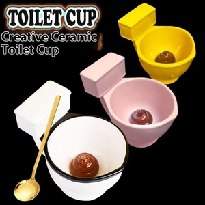 Cuenco de inodoro en forma de caca de cerámica de moda peculiar, tazas de agua de forma extraña práctica creativa de broma, broma perfecta para cualquier ocasión - Product Image 3