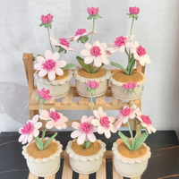 Planta Artificial de Cosmos Tejida a Crochet, Decoración Boho para el Hogar, Regalo de Graduación para Ella, Adorno para Mesa de Boda