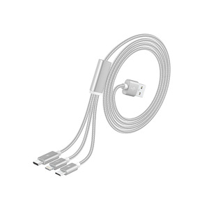 สายชาร์จข้อมูลแบบเร็ว 3-in-1 แบบถักไนลอน ชนิด Type-C USB สำหรับอุปกรณ์ Apple และ Android - Product Image 3