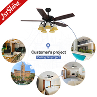 Ventilateur de plafond 1stshine à 5 pales, style classique vintage, design élégant, compatible Alexa et Google, flux d'air puissant, avec lumière LED