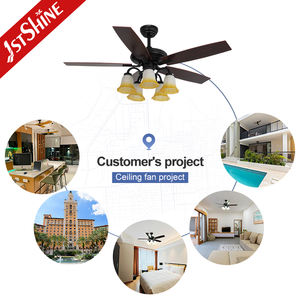 พัดลมเพดาน1stshine สไตล์วินเทจใบมีด5ใบสวิตช์รีโมทคอนโทรลไม้อัดพัดลมเพดานมีไฟและรีโมท - Product Image 5