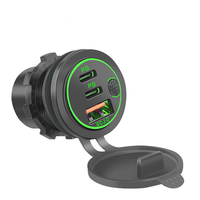 Chargeurs USB plats double PD QC3.0 pour voiture 12V/24V, prise USB 108W à 3 ports avec interrupteur de contrôle