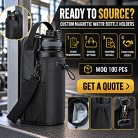 Sac porte-bouteille d'eau magnétique OEM personnalisé avec rangement multi-poches et sangle réglable pour le fitness, le cyclisme et la randonnée