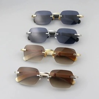 Monture de lunettes en corne de buffle blanche haut de gamme avec logo personnalisé, lunettes de soleil sans monture en corne de buffle noire, lunettes de soleil sans monture