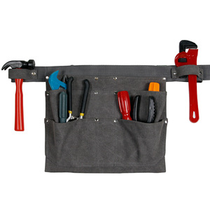 Canvas <b>Tool</b> Waist <b>Bag</b> 5-9 Pockets Adjustable Strap Mud Color <b>Tool</b> Storage Belt For Workshop Use - Product Image 1
