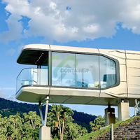 Maison préfabriquée de luxe en conteneur, villa à ossature métallique préfabriquée, capsule spatiale inspirée, maison extérieure étanche, panneau sandwich