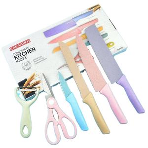 Hot bán không dính dao nhà bếp 6 cái các loại màu sắc lớp phủ dao Set với kéo và gốm Peeler - Product Image 1