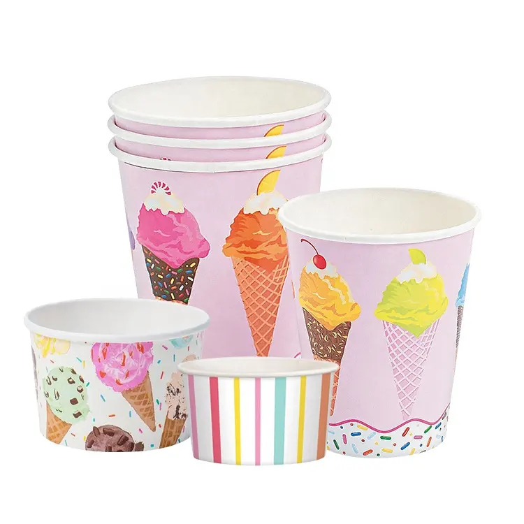 Benutzer definierte Lebensmittel qualität 8 Unzen Double Pe Coated Paper Ice Cream Cup mit Deckel