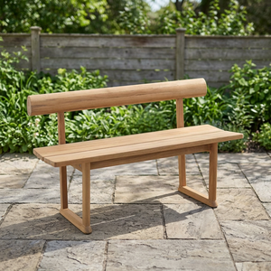 Banc de jardin en teck massif de qualité supérieure, dossier circulaire en rondins, chaise de patio sans accoudoirs, deux places - Product Image 2