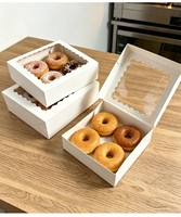 Boîte à Donuts Rectangulaire en Carton Blanc Réutilisable Grande Taille 35*25*6 cm pour Vente en Gros, à Emporter, avec Estampage