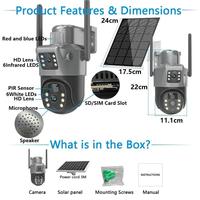 Wistino V380pro Panel solar al aire libre 4G Cámara Seguimiento automático Detección de movimiento Alarma Binocular 4G Cámara solar