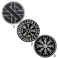 Parches de insignia de brújula de Runavin, símbolo nórdico de Vikingo, bordado de moral, gancho y bucle