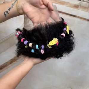 Nouvelles Perruques pour Enfants en <span class=keywords><strong>Cheveux</strong></span> 100% Humains, Frontale 4x4 en Dentelle, Longueur 8 Pouces, <span class=keywords><strong>Cheveux</strong></span> Crépu Frisé, Perruques Sans Colle pour Enfants - Product Image 2