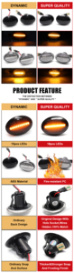 Luces Intermitentes LED Secuenciales de Alta Calidad para Fiat 500, Lancia Lybra, Alfa <span class=keywords><strong>ABARTH</strong></span> 500, 2 Piezas, Luces Laterales Dinámicas - Product Image 3