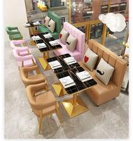 Ensemble de salle à manger de style luxe léger pour restaurant occidental, canapé de stand, table et chaises, personnalisable, restauration, salon de thé, restaurant