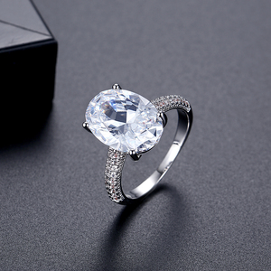 LUOTEEMI Ovale Vorm Duiven Eieren Clear Zirconia Grote CZ Steen Sieraden Vinger Ringen voor Vrouwen Party Geschenken Luxe Sieraden - Product Image 6