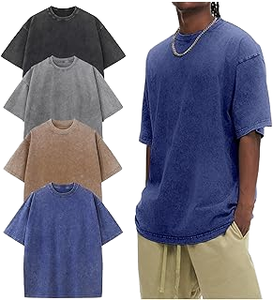 OEM 100% Cotton Men's Heavyweight Oversized Vintage T-Shirt Acid Washed Blank 230 Grams Jersey Silk Screen Printed Logo - Product Image 1