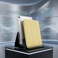 Étui élégant et simple à trois volets avec dos rigide transparent, support stable et robuste, impression interchangeable, protection contre les chocs pour iPad 10.5