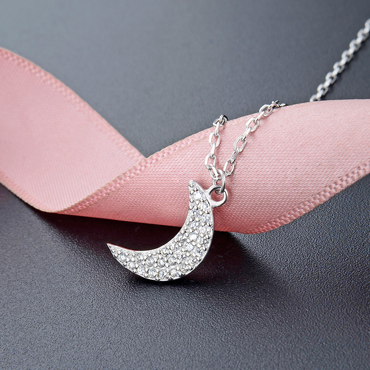 POLIVA Collares de moda de joyería de plata 925 de media luna blanca