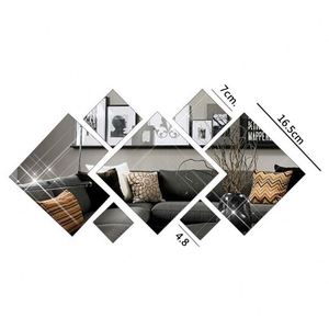 Creative 7pcs Diy 3d Lozenge Mirror <b>Sticker</b> Mirror <b>Sheet</b> Decals Decorative Wall <b>Sticker</b> Background Decor - Product Image 6