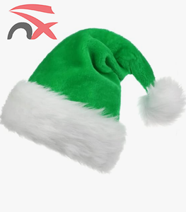 Vente en gros LOGO personnalisé Chapeaux de Noël en peluche avec casquette verte du père Noël pour adultes et enfants pour les fêtes et les vacances - Product Image 2