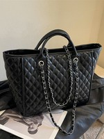 Bolso de Mano Clásico y Elegante de Cuero PU con Cadenas, Bolso de Gran Capacidad, Bolso de Hombro Clásico de Moda para Mujer