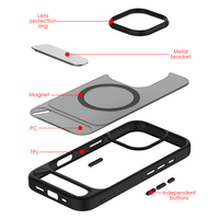 2025 Meilleur vendeur chargeur sans fil magnétique de luxe IPhone16 Pro Max étuis pour téléphone portable avec support en métal invisible et housses de sac