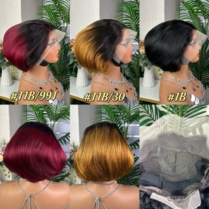 Pelucas Pixie Cortas Frontales 13*4 para Mujeres de Color Natural, Cabello Humano con Frente de Encaje 13x4 - Product Image 2