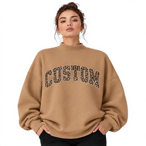 Sweat-shirt à col montant pour femme, personnalisable en couleur et tailles, design uni épais, couleur claire, avec logo frontal, pour l'hiver et l'automne - Product Image 1