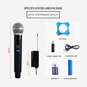 Microphone sans fil 2 canaux 6,5 mm 3,5 mm 2,4 G pour carte son, mixeur audio, ordinateur, podcasting, YouTube, karaoké - Product Image 6