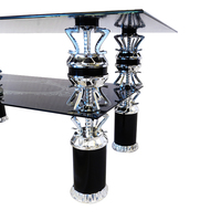 Table basse dorée carrée de luxe au Design européen, Table de thé avec tout haut en verre à vendre, Design européen moderne