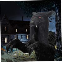 Masque de loup à fourrure réaliste Latex et peluche effrayant couvre-chef de loup-garou pour robe de carnaval Costume d'Halloween