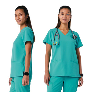 Alta calidad más enfermera Sexy moda Scrubs conjuntos mujeres enfermería Casual médico manga corta Unisex Oem servicio hecho rayón - Product Image 2