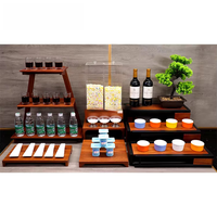 Autres fournitures hôtelières et de restauration : Présentoir à buffet en bois à plusieurs niveaux, ensemble de supports à cupcakes en bois pour hôtel