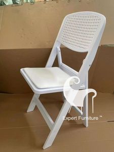 New Design Event Resin Folding Chairs Padded Seat Folding Chair <strong>White</strong> Resin Garden Foldable Chair - Product Image 4
