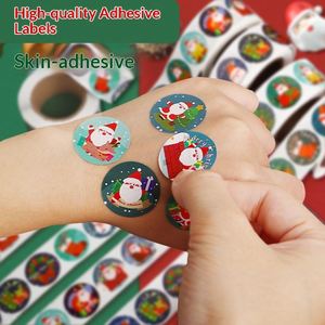 Autocollant adhésif rond personnalisé pour emballage de gâteaux et biscuits, décoration de Noël, Père Noël, sapin de Noël, boîte cadeau joyeuse - Product Image 1