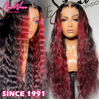 Perruque Lace Front en Cheveux Humains Vierges Naturels avec Monofilament, Dentelle HD Transparente, Couleur Rougeâtre, Sans Colle