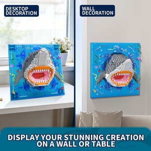 Série Animaux Blocs de Construction 3D en Plastique <span class=keywords><strong>Puzzle</strong></span> Requin <span class=keywords><strong>Caméléon</strong></span> Décoration Murale Jouet DIY Blocs à Assembler Bestseller - Product Image 3