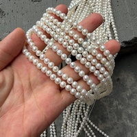 Perles d'eau douce naturelles presque rondes de 5-6 mm, qualité 3A, semi-finies, brin DIY, environ 39 cm de long, 70 perles