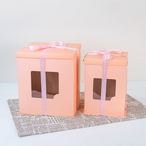 Emballage Unique fantaisie Logo en carton en vrac 10X10X5 pouces boîte à gâteau de mariage de luxe avec fenêtre à vendre - Product Image 5