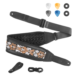 Sangle de guitare rembourrée de qualité supérieure avec coussin en mousse haute densité 3D, tissage jacquard en polyester durable, réglable et antidérapante pour une utilisation durable - Product Image 5