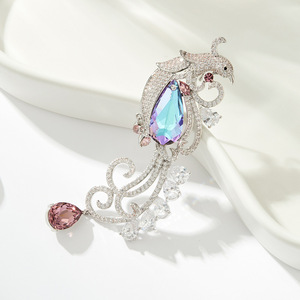 Phoenix Brooch Zinc Alloy <b>Crystal</b> <b>Animal</b> Shape Women's Party Accessory - Product Image 4