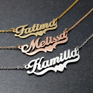 Personalised Collier Stainless Steel Jewelry Gold Custom <b>Name</b> <b>Plates</b> Kolye Pendant <b>Name</b> DIY Necklace - Product Image 6