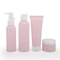 Ensemble de flacons et pots en PET rose givré du fabricant, 30g, 100ml, 150ml, pour crème pour le visage, nettoyant facial, emballage cosmétique en plastique