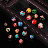 Perles rondes en cuivre cloisonné, filigranes, nouveau style national, émail coloré, faites à la main, pour bracelet DIY, perles en vrac