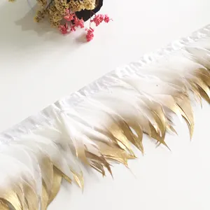 0,92 M de longitud mezcla de oro blanco paletas de plumas de pavo decoración de vestido dorado 2M multicolor esponjoso Boa de pavo adorno de plumas de avestruz